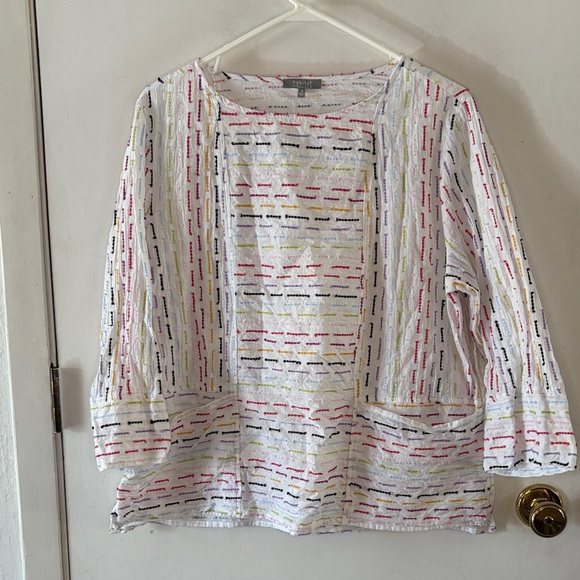 Habitat Tops - Habitat white cotton blouse with multicolored stripes Size Medium